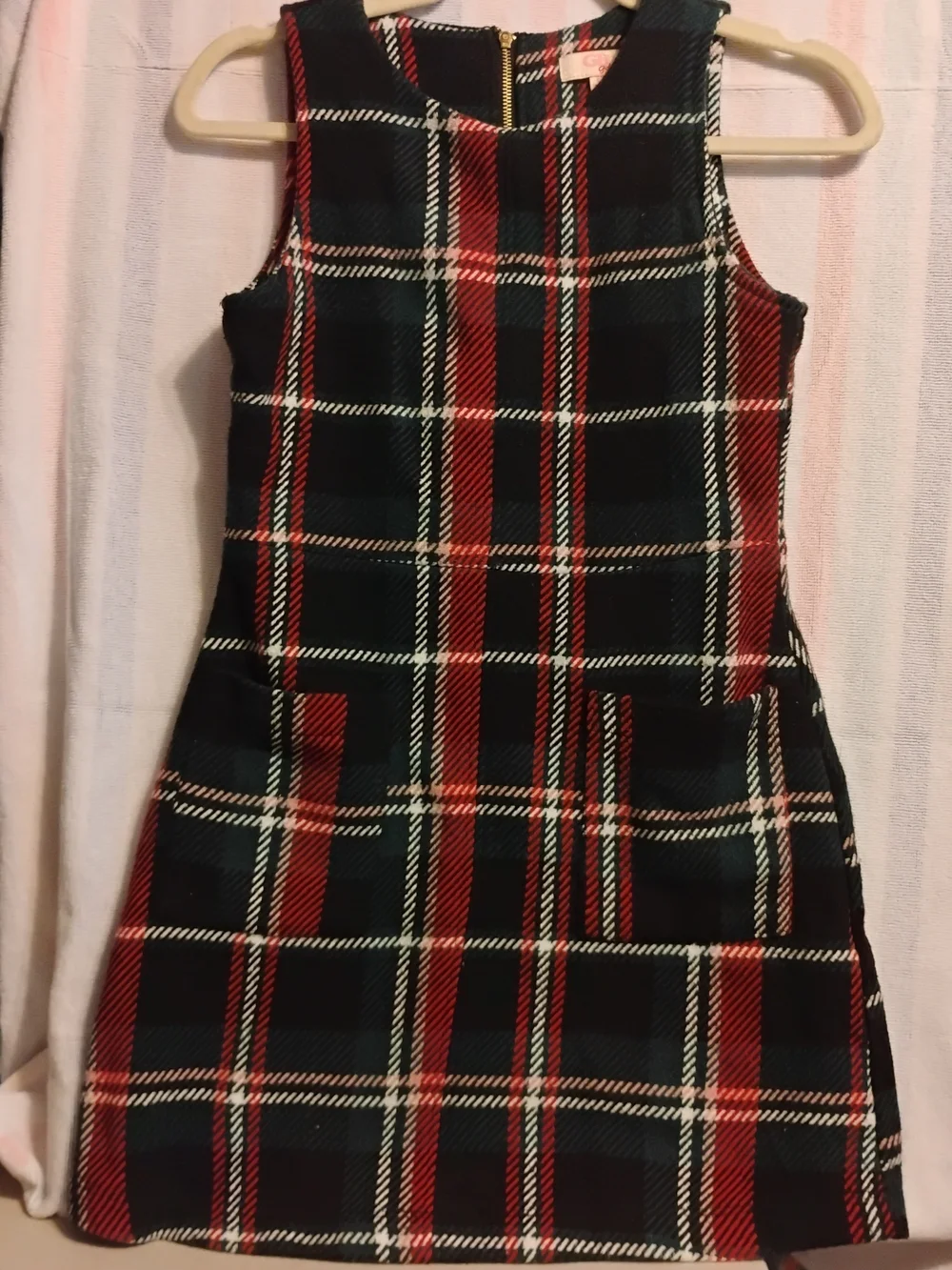 GB girls Black and Red Plaid Sleeveless A-Line Dress